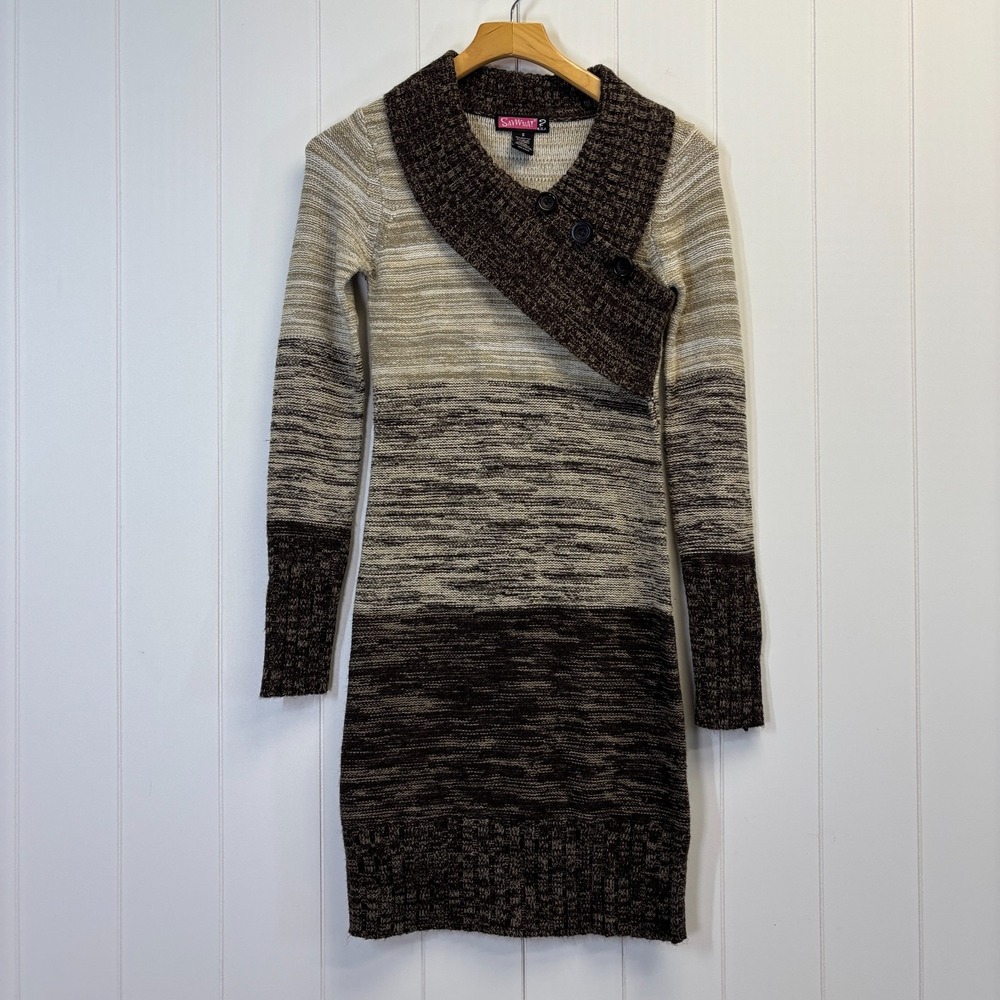 Say What? Y2K Ombre Sweater Dress Womens Size S Earthy Indie Dark Academia Cozy